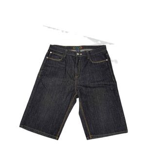 Coogi Mens Denim Dark Wash Denim Pockets‎ Yellow Stitching Shorts Size W40